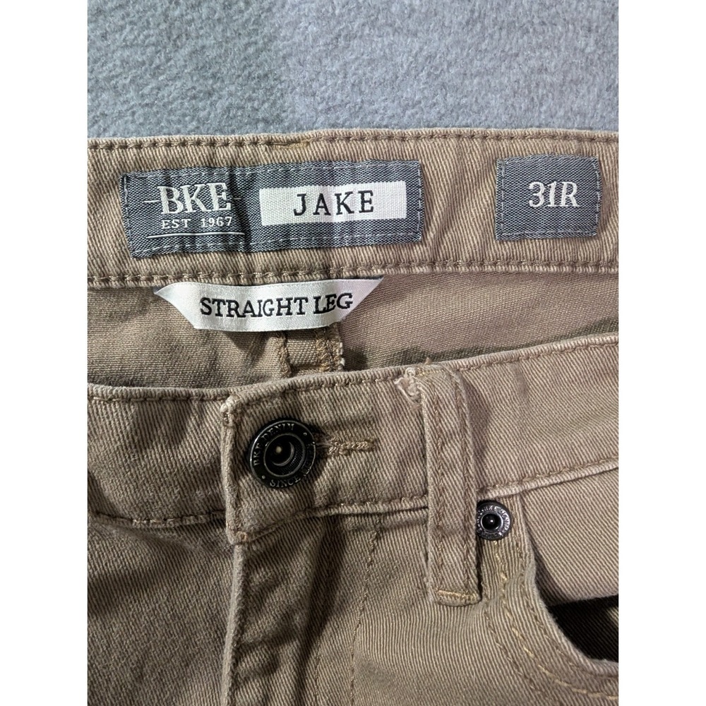 BKE Jake Straight Leg Jeans Mens 31R Beige Khaki Stretch Denim Pants - Picture 3 of 10